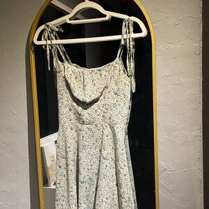 SHEIN Floral Mini Dress - Green and White